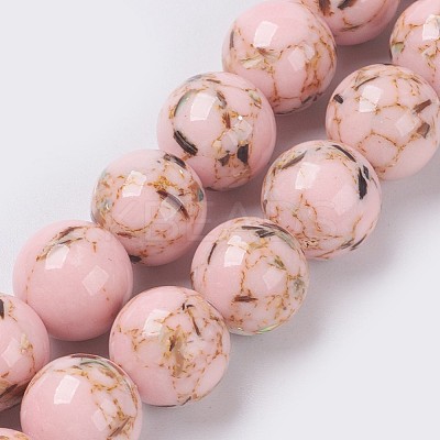 Sea Shell and Synthetic Turquoise Assembled Beads Strands G-G758-09-12mm-1