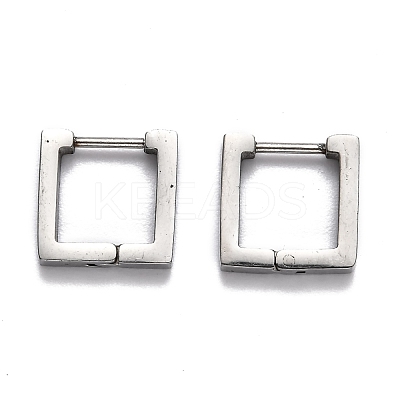 Tarnish Resistant 304 Stainless Steel Square Huggie Hoop Earrings STAS-H156-09A-P-1