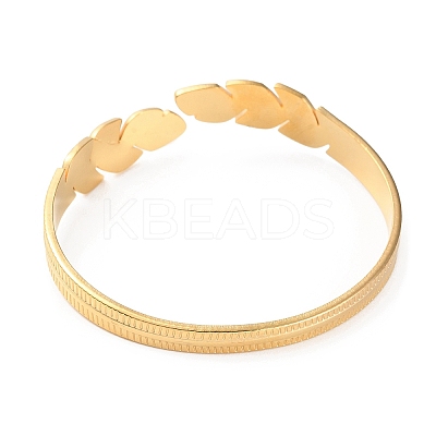 304 Stainless Steel Feather Shape Cuff Bangles BJEW-F457-27G-1