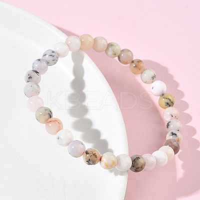 Natural Green Opal Round Beads Stretch Bracelets for Women BJEW-Z158-03L-04-1