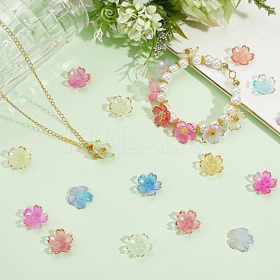 180Pcs 6 Colors Acrylic Bead Caps OACR-PA0001-15-1