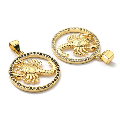 Brass Micro Pave Cubic Zirconia Pendants KK-K341-18G-01-1
