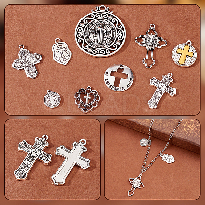 90Pcs 9 Style Tibetan Style Alloy Pendants TIBEP-WR0001-01-1