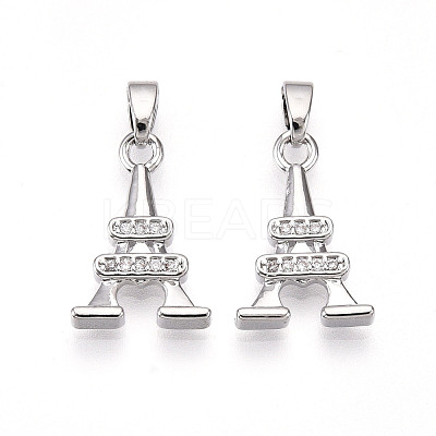 Brass Micro Pave Cubic Zirconia Pendants KK-T070-89P-1