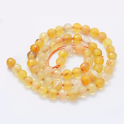 Faceted Natural Agate Beads Strands G-F561-6mm-D06-1