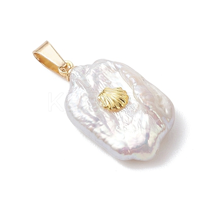 Natural Baroque Pearl Keshi Pearl Pendants PALLOY-JF04959-1
