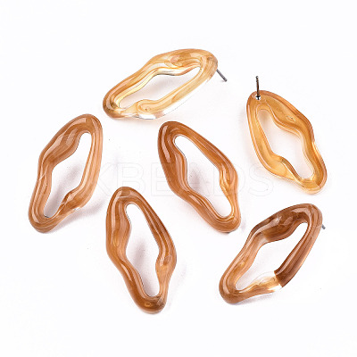 Transparent Resin Stud Earrings EJEW-T012-05-B01-1