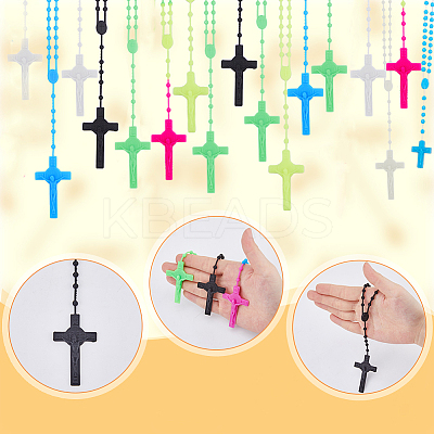 Luminous Plastic Pendant Necklaces NJEW-DC0001-06C-1