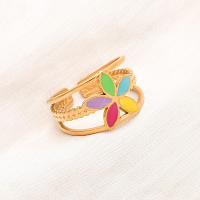 304 Stainless Steel Cuff Rings for Women LS-RJEW-D334-02C-G-1