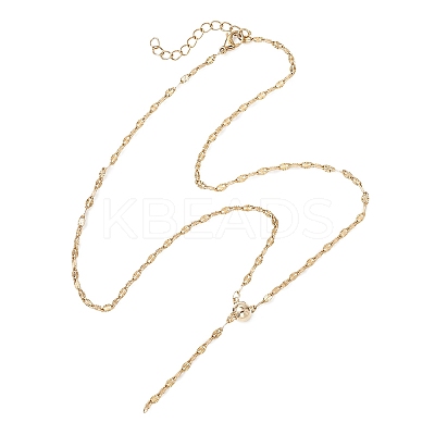 2MM Adjustable 304 Stainless Steel Textured Dapped Chain Lariat Necklaces NJEW-JN05858-1