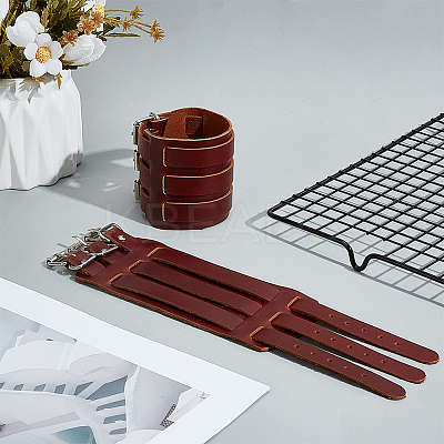 Punk Rock Style Leather Bracelets BJEW-WH0816-013A-1