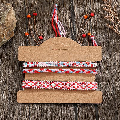 Bohemian Style Glass Seed Beads Handmade Bracelet Sets with Geometric Pattern FR9799-2-1