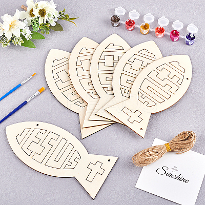 Easter Theme DIY Jesus Fish Pendant Decoration Making Kits DIY-OC0003-88-1