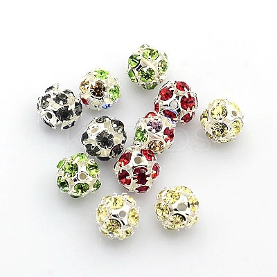 Brass Rhinestone Beads RB-A019-8mm-S-1