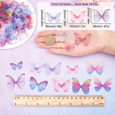 160Pcs 16 Style Polyester Fabric Wings Crafts Decoration DIY-SC0019-39-1