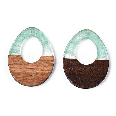 Transparent Resin & Walnut Wood Pendants RESI-ZX017-24-1