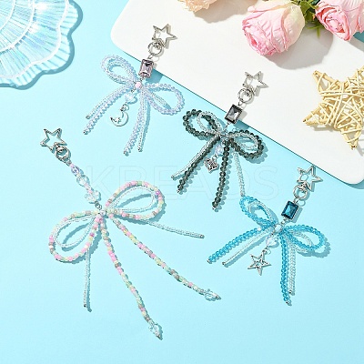 Alloy Glass Chip Pendant Decoration HJEW-FZ00038-1