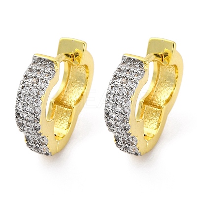 Brass Micro Pave Clear Cubic Zirconia Hoop Earrings EJEW-H158-16A-GP-1