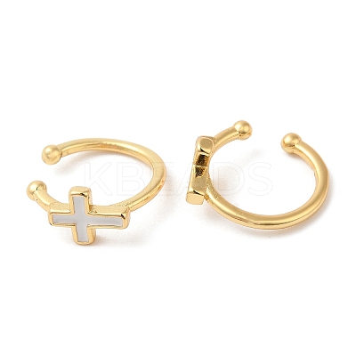 Cross Enamel Cuff Earrings EJEW-G348-14G-1