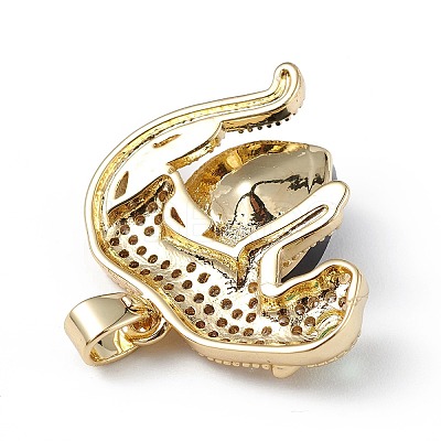 Real 18K Gold Plated Rack Plating Brass Micro Pave Clear Cubic Zirconia Pendants KK-C015-13G-04-1