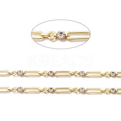 Rack Plating Brass Oval & Flat Round Link Chains CHC-I040-12G-1
