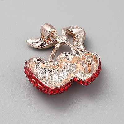 Cherry Alloy Rhinestone Brooches for Backpack Clothes  JEWB-CJC0010-008-1