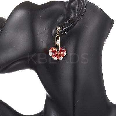 Fan Glass Dangle Stud Earrings EJEW-MZ00674-01-1