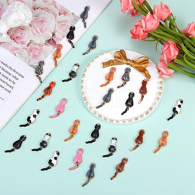40Pcs 10 Styles Rack Plating A1lloy Enamel Pendants ENAM-SZ0004-04-1