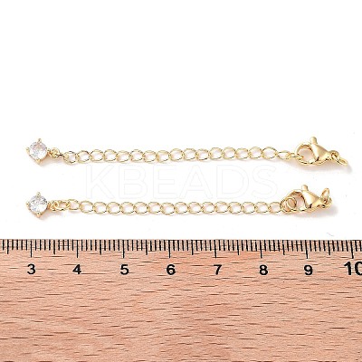 Brass with Cubic Zirconia Chain Extender KK-B102-43G-1