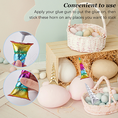 12Pcs 6 Colors Cloth Unicorn Horn Headdress Findings FIND-GF0007-39-1