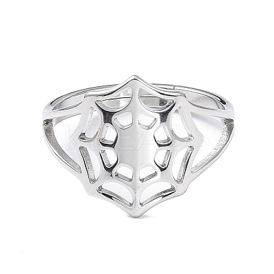 Non-Tarnish 304 Stainless Steel Spider Web Adjustable Rings for Women RJEW-I097-07P-1