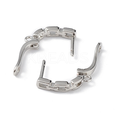 Brass Hollow Out Rectangle Hoop Earring Findings ZIRC-L097-058P-1