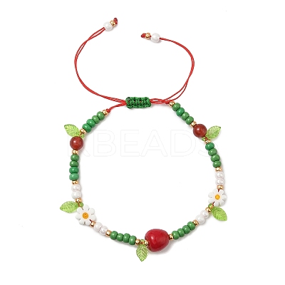 Glass Seed Beads & Lampwork Beads Braided Bead Bracelets for Women BJEW-MZ00212-02-1