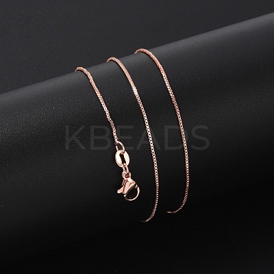 Brass Box Chain Necklaces for Women NJEW-D302-42RG-1