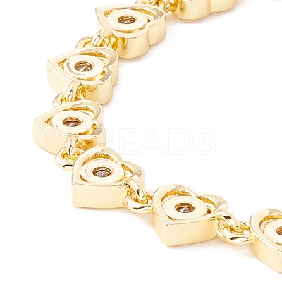 Clear Cubic Zirconia Heart Link Chains Bracelet BJEW-I301-05G-1