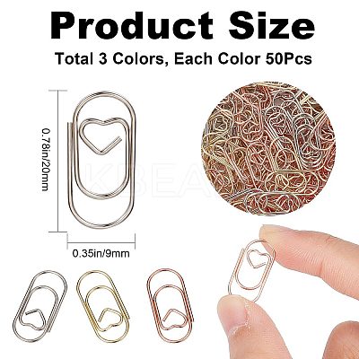 150Pcs 3 Colors Carbon Steel Paper Clips FIND-CP0001-50A-1