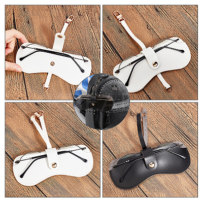 2Pcs 2 Colors Portable PVC Leather Glasses Cases AJEW-PH0004-53-1