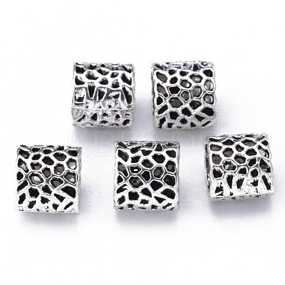 Tibetan Style Hollow Alloy European Beads TIBE-S319-124AS-RS-1