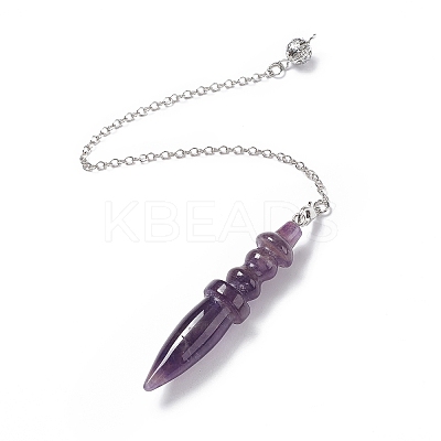 Natural Amethyst Pointed Dowsing Pendulums AJEW-B020-06P-01-1