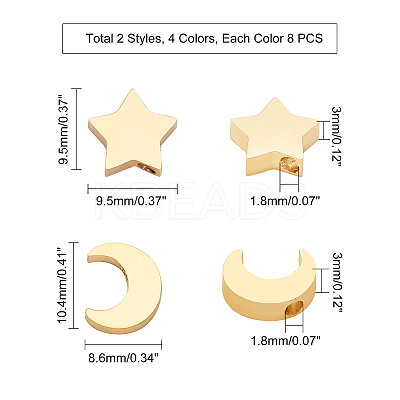 16Pcs 8 Style PVD Vacuum Plating 304 Stainless Steel Charms STAS-UN0024-05-1
