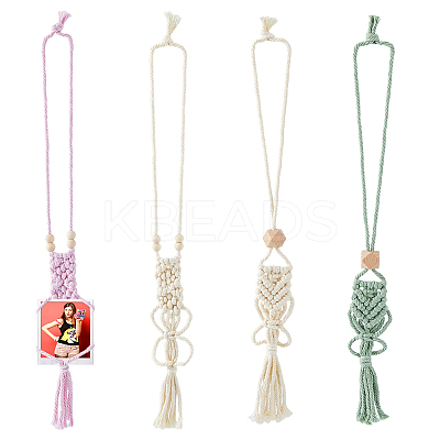 4Pcs 4 Colors Cotton Braided Holder Pendant Decorations HJEW-FH0001-85-1