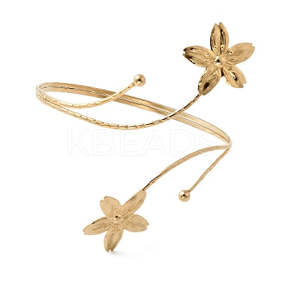 304 Stainless Steel Arm Cuff Bangles for Women BJEW-B152-01G-B-1
