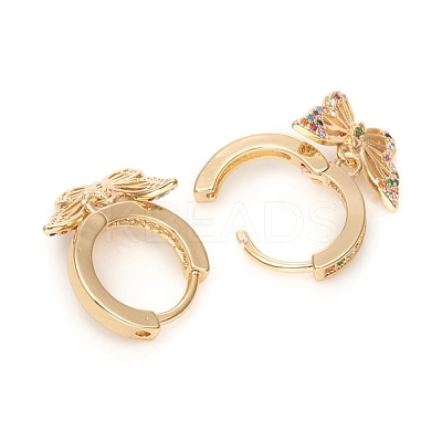 Brass Micro Pave Cubic Zirconia Huggie Hoop Earrings EJEW-G276-05G-1