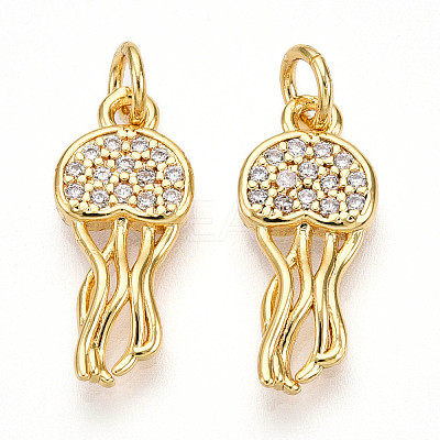 Brass Micro Pave Cubic Zirconia Pendants X-KK-N257-12G-1