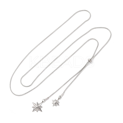 304 Stainless Steel Star Lariat Slider Necklaces NJEW-R026-14P-1