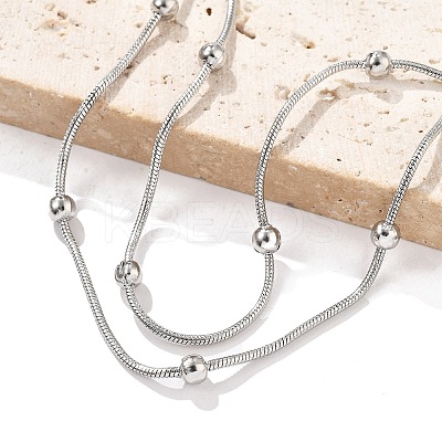 304 Stainless Steel Satellite Chains Multi-strand Bracelets for Men Women BJEW-Q038-11P-1