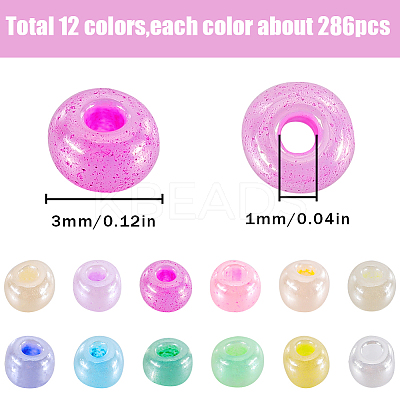 156G 12 Style 8/0 Glass Seed Beads SEED-SC0001-35A-1
