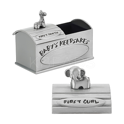 Tibetan Style Alloy My First Curl and My First Tooth Book Keepsake Box ODIS-WH0043-74B-1