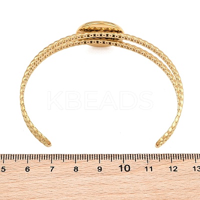 304 Stainless Steel Blank Cuff Bangle Bases with Flat Round Tray SA-CBA82C8-05C-G-1