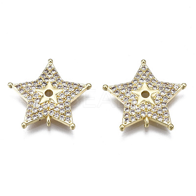 Brass Micro Pave Clear Cubic Zirconia Pendants ZIRC-S069-033G-1